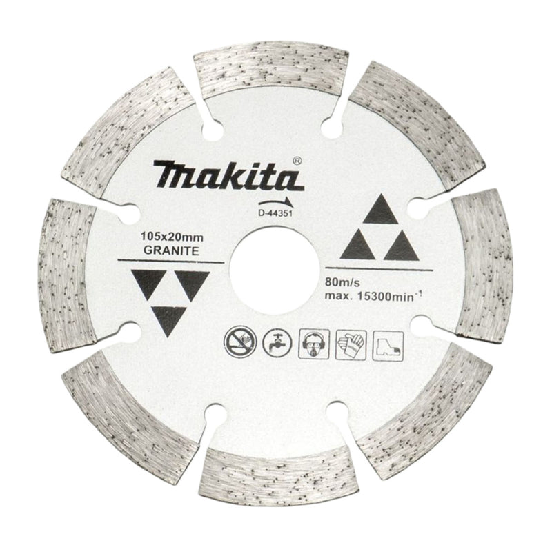Lưỡi cắt kim cương 105mm kiểu răng phân đoạn Makita dùng cho đá hoa cương, lỗ cốt 20mm, cắt nước ( Cấp 1 sao )