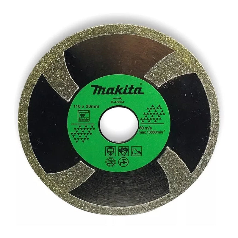 Lưỡi cắt kim cương 110mm kiểu mép phẳng Makita D-45004 dùng cho đá cẩm thạch, lỗ cốt 20mm, cắt nước ( Cấp 2 sao )