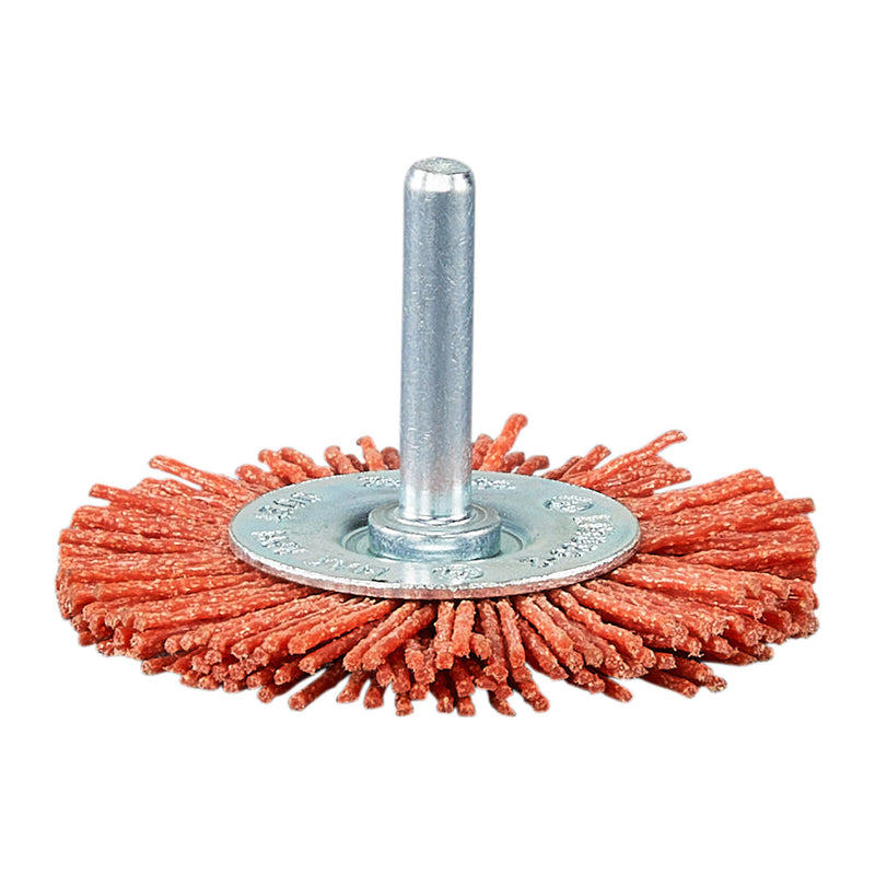 Chổi nylon hình bánh xe Makita đường kính 63mm, trục cốt 6mm, loại đánh thô và đánh hoàn thiện mịn đẹp dùng cho máy khoan ( Cấp 2 sao )