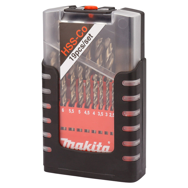 Bộ mũi khoan kim loại, inox HSS-Co đuôi thẳng MAKITA D-50463 (19 cái/hộp)