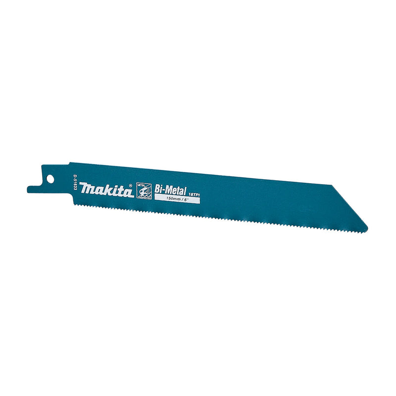 Vĩ 2 lưỡi cưa kiếm Bi-Metal Makita D-51633 dòng sản phẩm kinh tế, dùng cho kim loại số răng 18 TPI, chiều dài 150mm ( Cấp 2 sao )