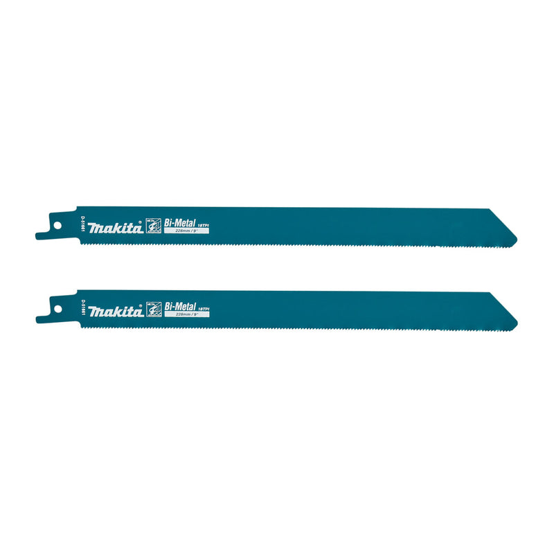 Vĩ 2 lưỡi cưa kiếm Bi-Metal Makita D-51661 dòng sản phẩm kinh tế, dùng cho kim loại số răng 18 TPI, chiều dài 225mm ( Cấp 2 sao )