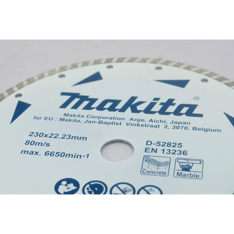 Lưỡi cắt kim cương 230mm kiểu gợn sóng Makita D-52825 dùng cho bê tông, đá cẩm thạch, lỗ cốt 22.23mm, cắt khô đạt tiêu chuẩn EN13236 ( Cấp 1 sao )