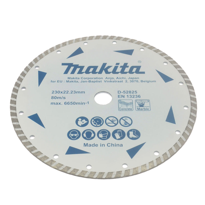 Lưỡi cắt kim cương 230mm kiểu gợn sóng Makita D-52825 dùng cho bê tông, đá cẩm thạch, lỗ cốt 22.23mm, cắt khô đạt tiêu chuẩn EN13236 ( Cấp 1 sao )