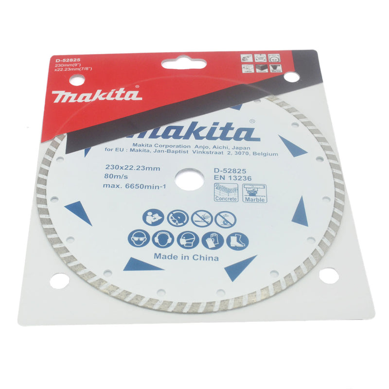 Lưỡi cắt kim cương 230mm kiểu gợn sóng Makita D-52825 dùng cho bê tông, đá cẩm thạch, lỗ cốt 22.23mm, cắt khô đạt tiêu chuẩn EN13236 ( Cấp 1 sao )