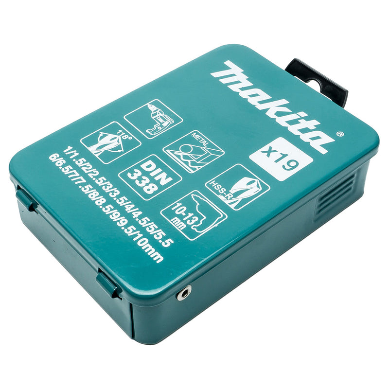 Bộ mũi khoan kim loại HSS-R 19 chi tiết Makita D-54112 kích thước từ 1mm - 10mm, đuôi trơn