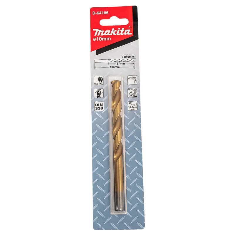 Mũi khoan kim loại HSS-Tin Makita loại kinh tế, kích thước từ 4.5mm - 13mm, đuôi trơn ( cấp 2 sao )