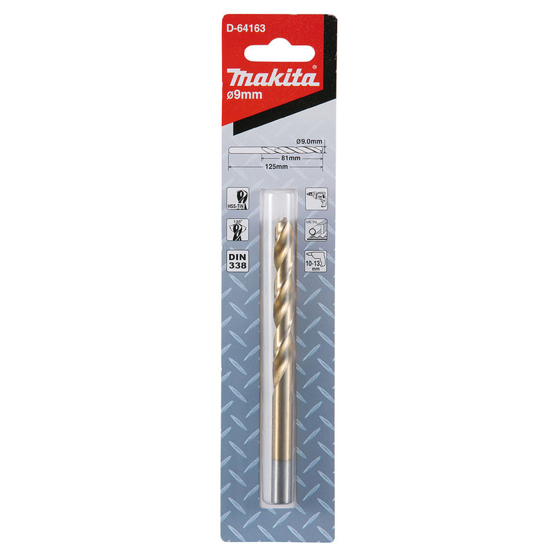 Mũi khoan kim loại HSS-Tin Makita loại kinh tế, kích thước từ 4.5mm - 13mm, đuôi trơn ( cấp 2 sao )