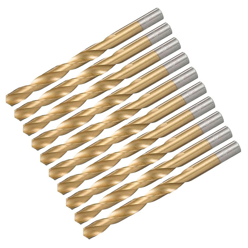 Túi 10 mũi khoan kim loại HSS-Tin Makita loại kinh tế, kích thước từ 1mm - 8mm, đuôi trơn ( Cấp 2 sao )