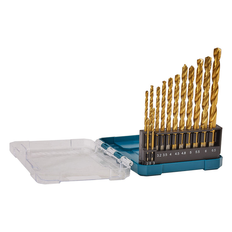 Bộ mũi khoan kim loại HSS-TiN 13 chi tiết Makita D-72855 kích thước từ 1.5mm - 6.5mm, đuôi trơn