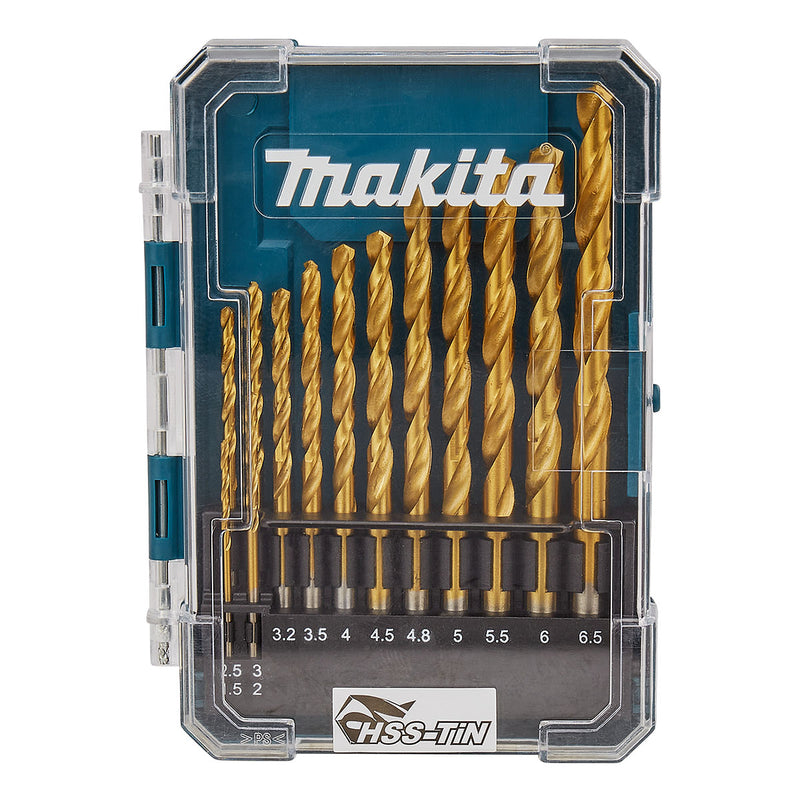 Bộ mũi khoan kim loại HSS-TiN 13 chi tiết Makita D-72855 kích thước từ 1.5mm - 6.5mm, đuôi trơn
