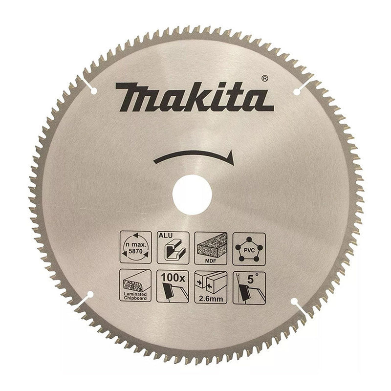 Lưỡi cưa nhôm TCT Makita đường kính 260mm, số răng từ 70-120 kiểu TCG, lỗ cốt 25.4mm dùng cho máy cưa đa góc ( Cấp 1 sao )