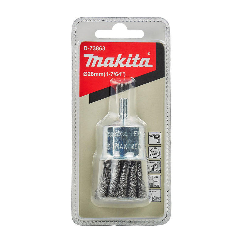 Chổi cước kim loại hình trụ sợi thép thẳng Makita đường kính từ 12mm-28mm, trục cốt 6mm dùng cho máy khoan ( Cấp 2 sao )