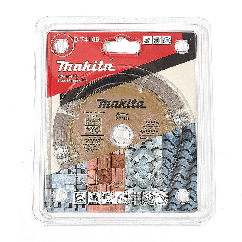 Lưỡi cắt kim cương 125mm Makita D-74108 dùng cho bê tông, gạch, đá lỗ cốt 22.23mm, cắt khô & nước ( Cấp 3 sao )