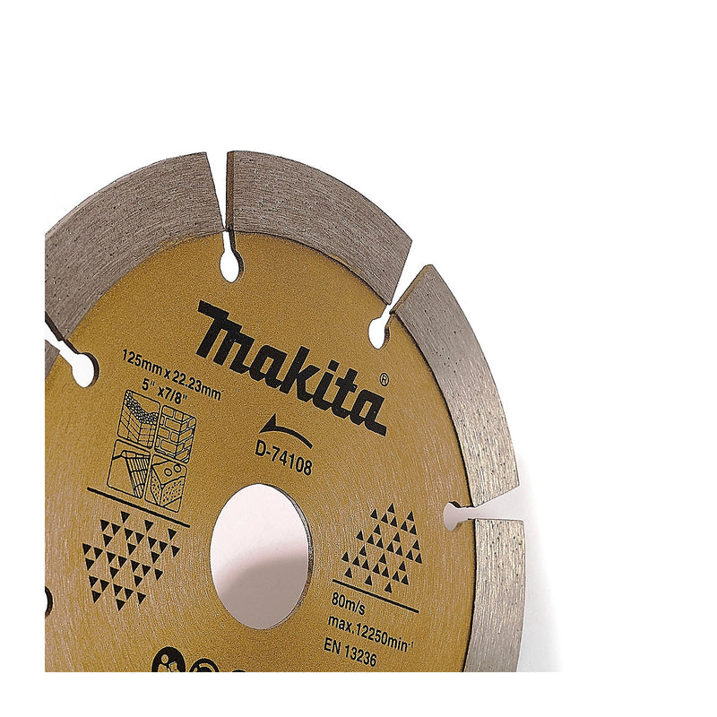 Lưỡi cắt kim cương 125mm Makita D-74108 dùng cho bê tông, gạch, đá lỗ cốt 22.23mm, cắt khô & nước ( Cấp 3 sao )