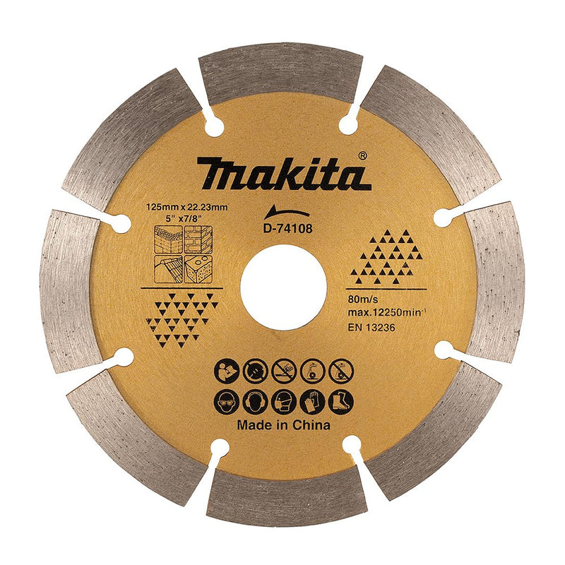Lưỡi cắt kim cương 125mm Makita D-74108 dùng cho bê tông, gạch, đá lỗ cốt 22.23mm, cắt khô & nước ( Cấp 3 sao )