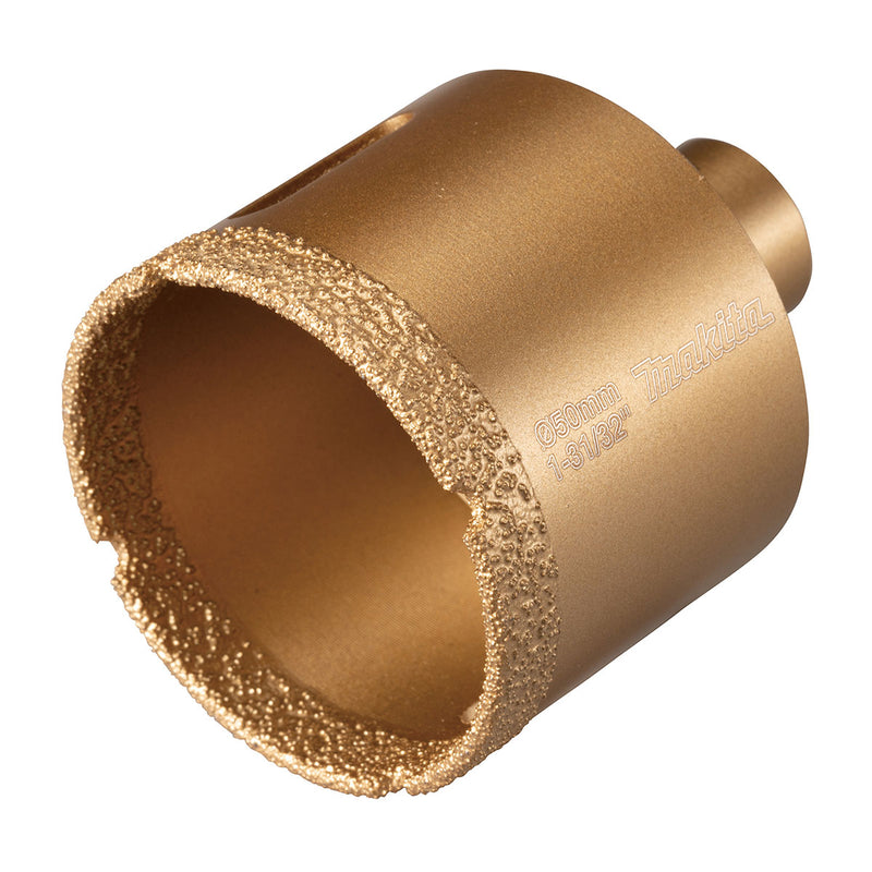 Mũi khoét lỗ kim cương cao cấp Makita dùng cho đám cẩm thạch, đá Granit, ngói sứ đường kính từ 5mm-50mm, ren trục M10 & M14 phù hợp cho các máy mài góc ( Cấp chuyên dụng )