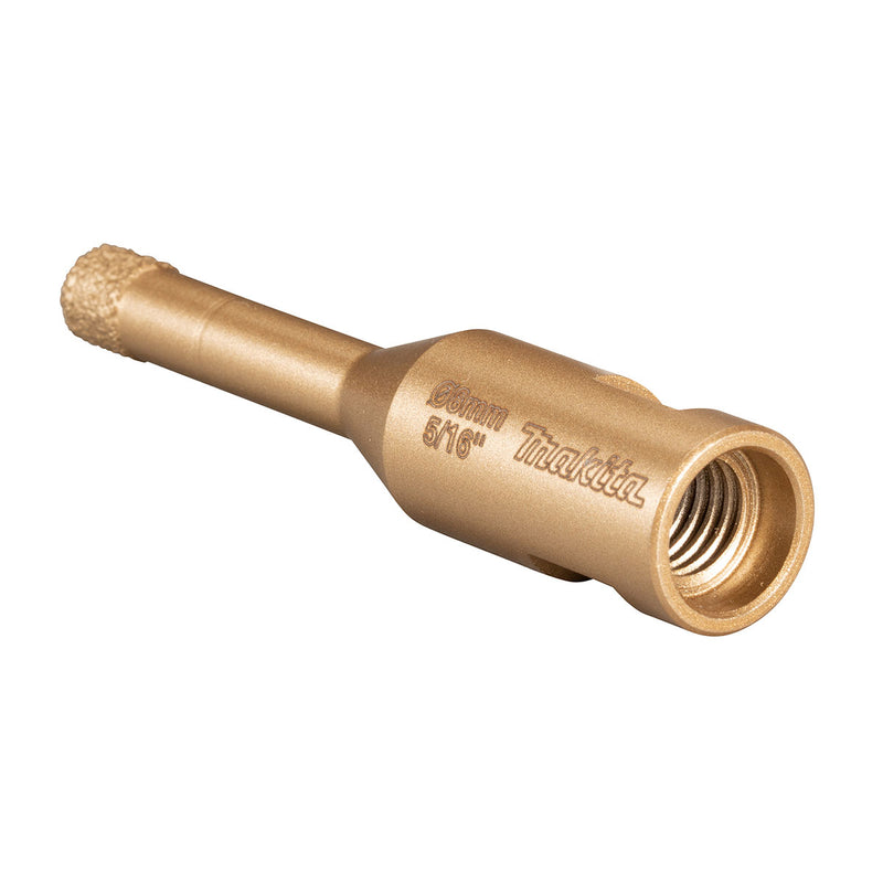 Mũi khoét lỗ kim cương cao cấp Makita dùng cho đám cẩm thạch, đá Granit, ngói sứ đường kính từ 5mm-50mm, ren trục M10 & M14 phù hợp cho các máy mài góc ( Cấp chuyên dụng )