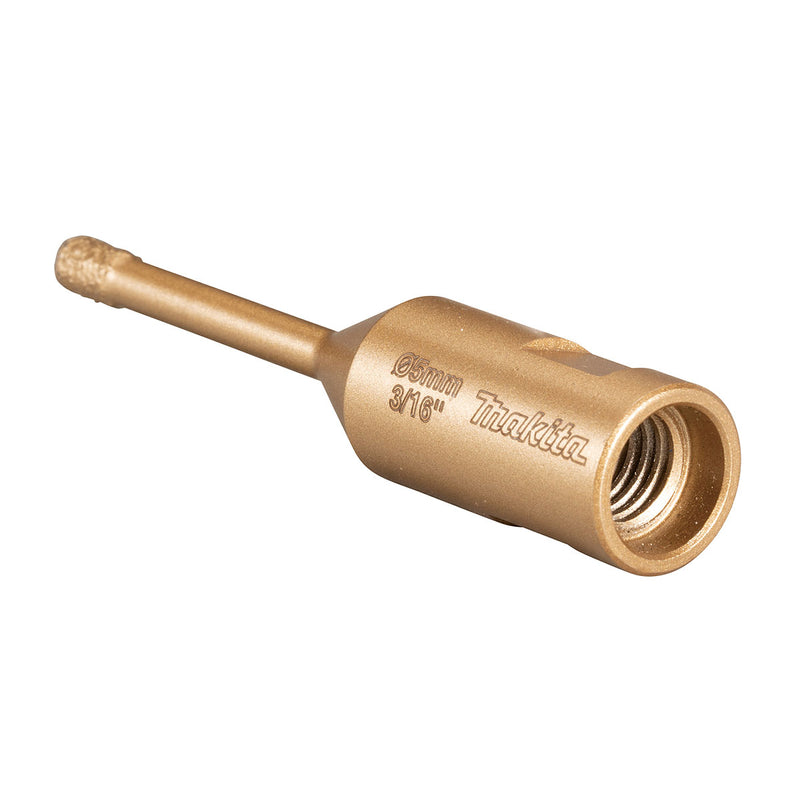 Mũi khoét lỗ kim cương cao cấp Makita dùng cho đám cẩm thạch, đá Granit, ngói sứ đường kính từ 5mm-50mm, ren trục M10 & M14 phù hợp cho các máy mài góc ( Cấp chuyên dụng )