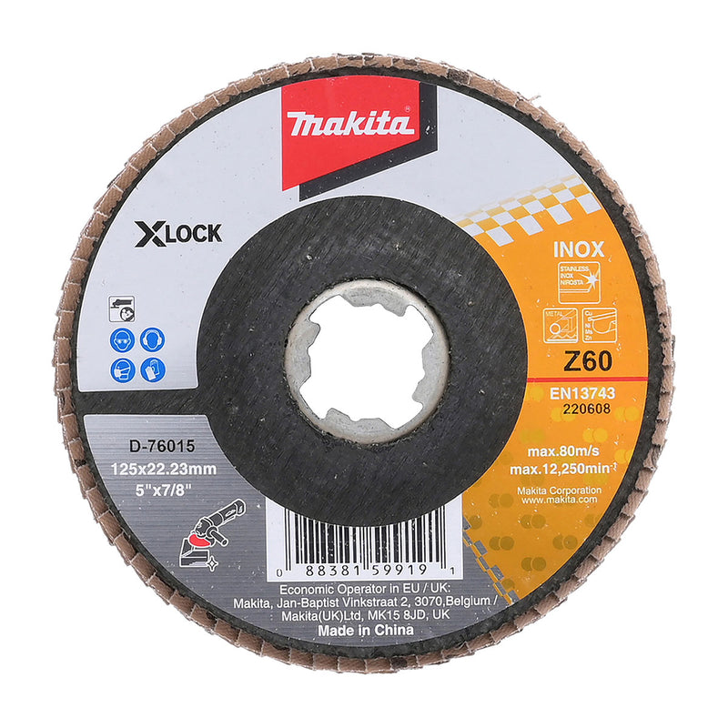 Đĩa nhám xếp đánh Inox 125mm ( 5 inch ) Makita hạt Zirconium, công nghệ X-LOCK mặt vát góc ( Cấp 2 sao )