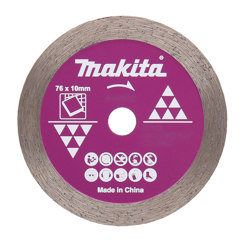 Lưỡi cắt kim cương 76mm kiểu mép phẳng Makita D-77263 dùng cho gạch, lỗ cốt 10mm, cắt khô tương thích với máy DMC300 ( Cấp 2 sao )