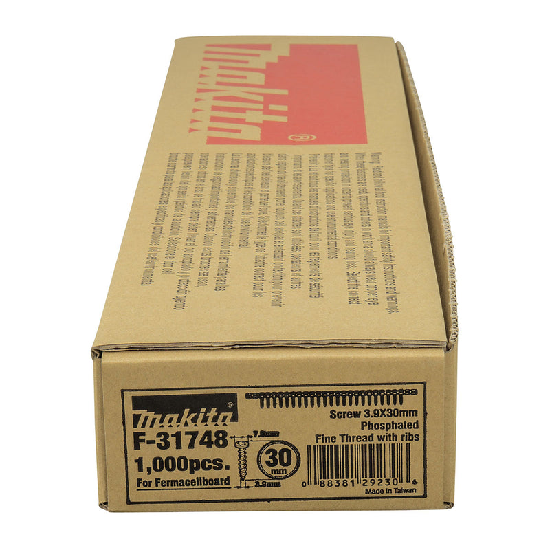 Hộp 1000 vít cuộn Makita F-31748 loại vít Fermacell dùng cho thạch cao và gỗ cứng, kích thước PH2, chiều dài 30mm