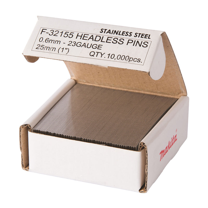 Hộp 10,000 đinh chỉ trơn loại không gỉ Makita cở đinh 0.6mm (23Ga), chiều dài từ 18mm-35mm dùng cho các máy bắn đinh