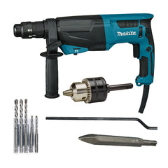 HR2670X5: Tay cầm (122G56-6), thước canh độ sâu (321144-6), mũi đục nhọn 250 (D-08713), đầu khoan (194041-7), mũi khoan bê tông SDS-Plus (5 mũi/hộp) (D-17784), Vali