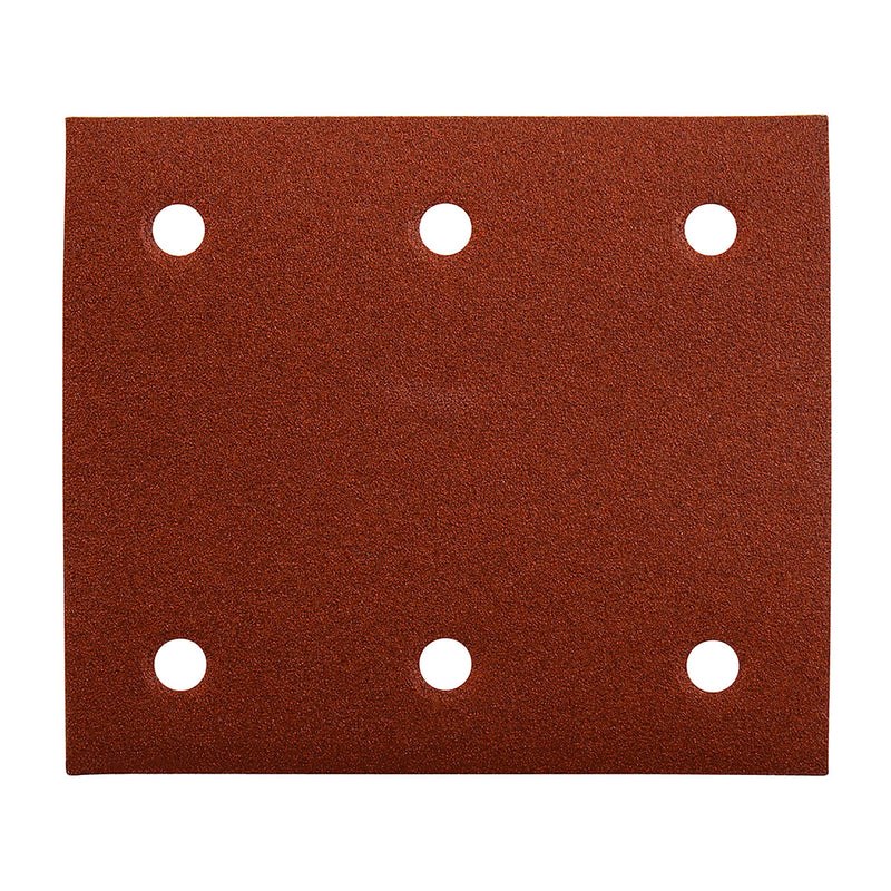 Hộp 10 giấy nhám vuông đục lỗ 114x102mm Makita cho gỗ, kim loại, tẩy sơn bề mặt dùng với đế gai tương tích với máy BO4555