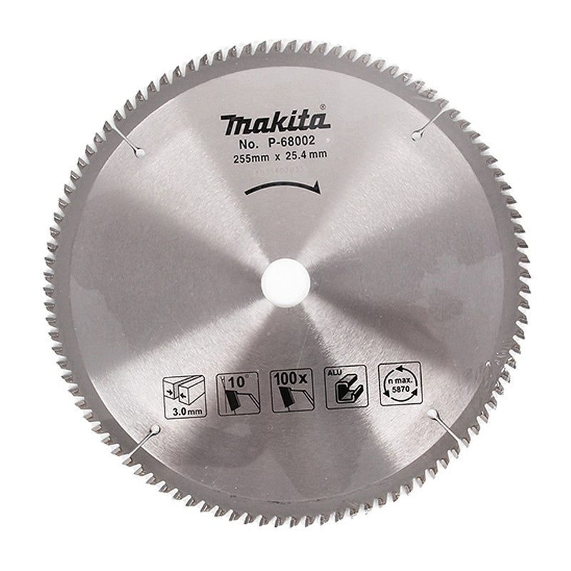 Lưỡi cưa nhôm TCT Makita dòng sản phẩm kinh tế đường kính 255mm, số răng từ 100-120 kiểu TCG, lỗ cốt 25.4mm ( Cấp 2 sao )