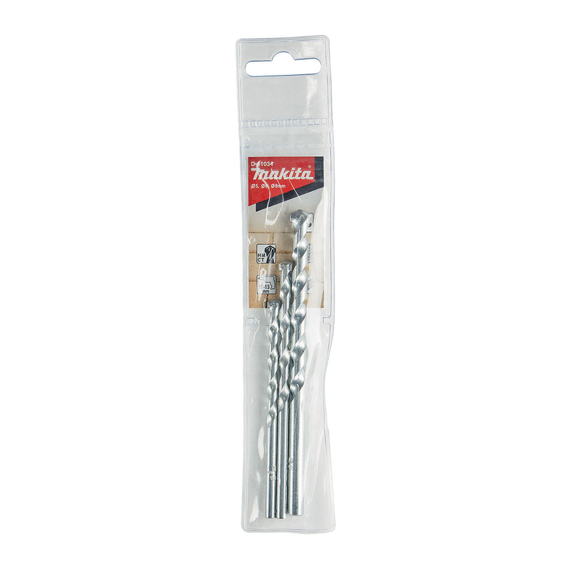 Bộ mũi khoan bê tông TCT 3 chi tiết Makita D-41034 kích thước từ 5mm - 8mm, đuôi trơn