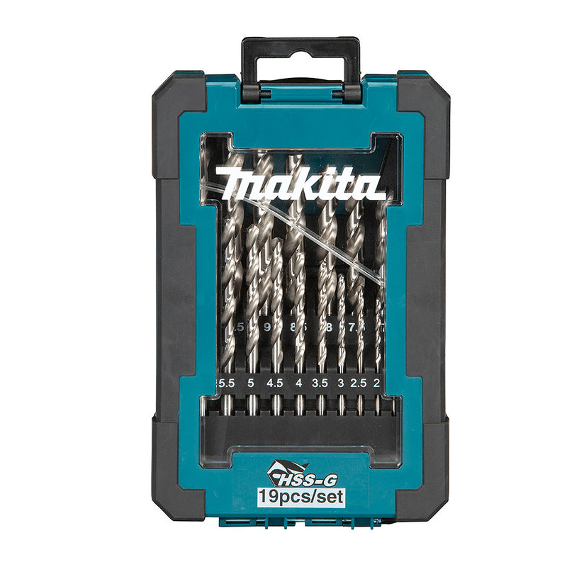 Bộ 19 mũi khoan kim loại, chất liệu HSS-G đuôi tròn Makita D-67549