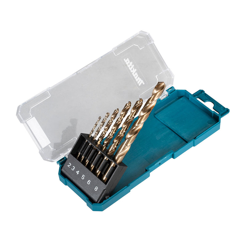 Bộ 6 mũi khoan Inox chất liệu HSS-Co 5% Makita D-75758 đuôi tròn, kích thước từ 2mm-8mm