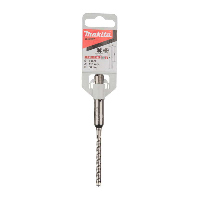 Mũi khoan bê tông TCT Nemesis II Makita đuôi gài SDS-Plus đường kính mũi từ 5mm-8mm ( Cấp 5 sao )