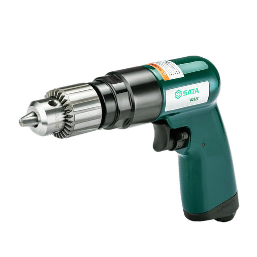 Máy khoan khí nén SATA 02422 đầu kẹp 10mm, 1800 vòng/phút, màu xanh lá, chuyên dụng cho cơ khí.