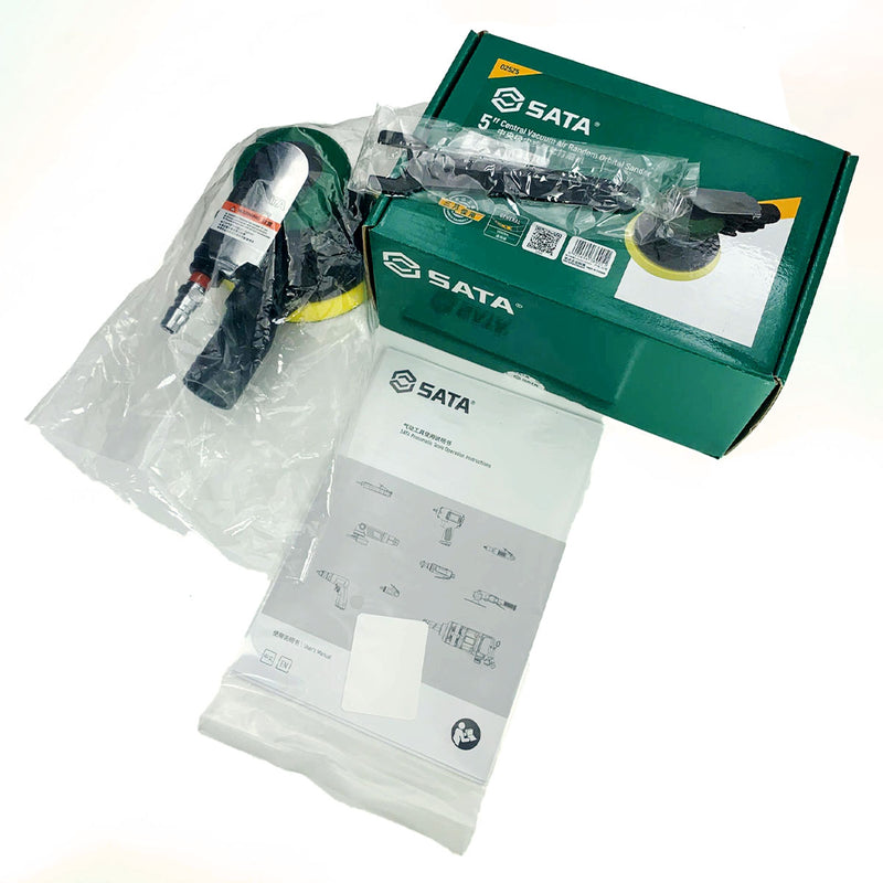 Máy chà nhám quỹ đạo tròn, trang bị ống hút bụi, dùng khí nén SATA 02525 đường kính đĩa 125mm