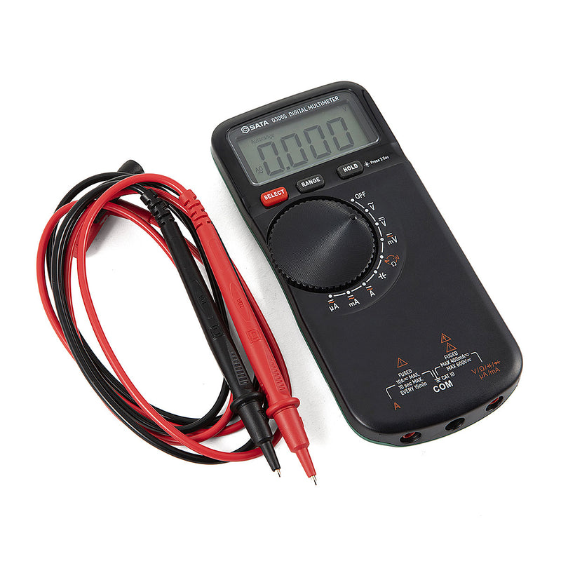 Đồng hồ vạn năng thân mỏng SATA 03055: Đo điện áp, dòng điện AC/DC, điện trở, điện dung, kiểm tra diode, thông mạch.