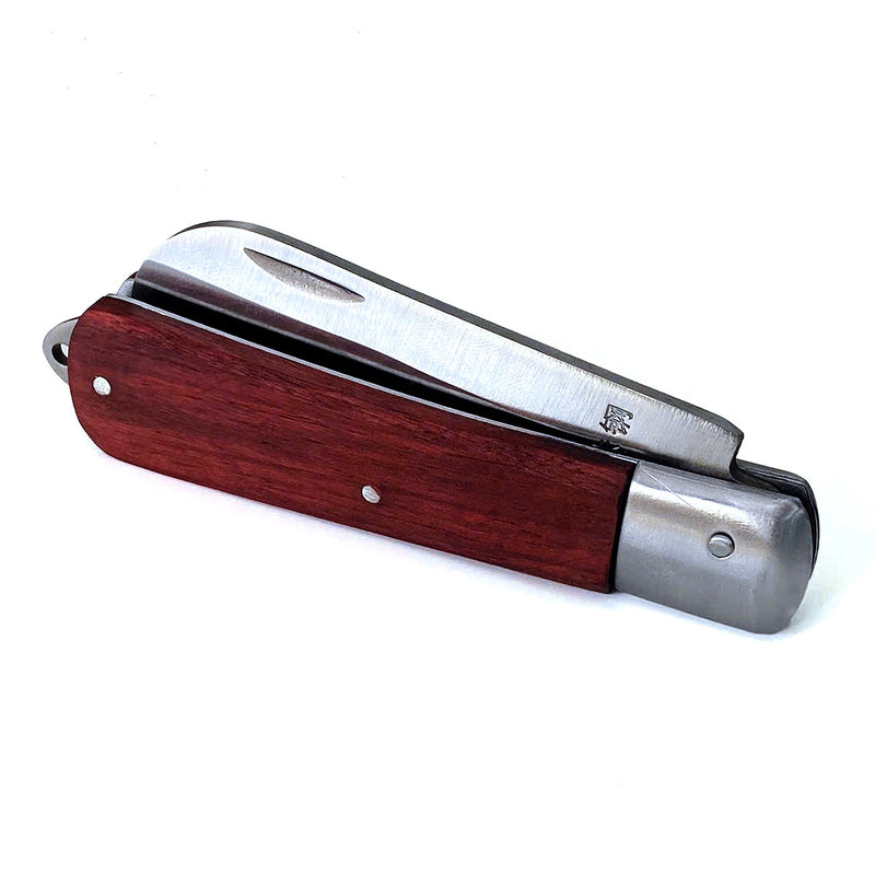 Dao gập cán gỗ lưỡi thẳng SATA 03109 - Dao thợ điện chuyên dụng, lưỡi thép Mangan bền bỉ, cán gỗ hồng mộc cao cấp.