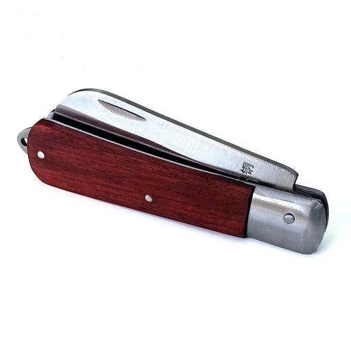 Dao gập cán gỗ lưỡi thẳng SATA 03109 - Dao thợ điện chuyên dụng, lưỡi thép Mangan bền bỉ, cán gỗ hồng mộc cao cấp.
