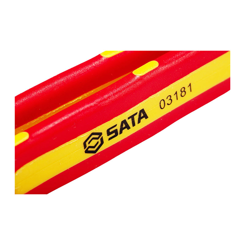 Nhíp gắp linh kiện điện tử mũi kim, đầu thẳng, cách điện 1000V SATA 03181 chất liệu Inox