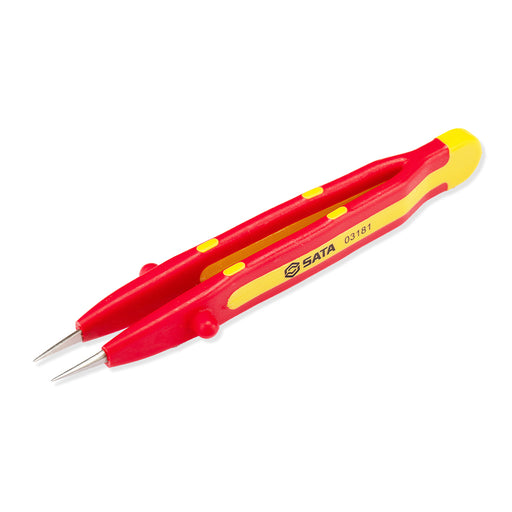 Nhíp gắp linh kiện điện tử SATA 03181 VDE mũi kim đầu thẳng, cách điện 1000V, Inox