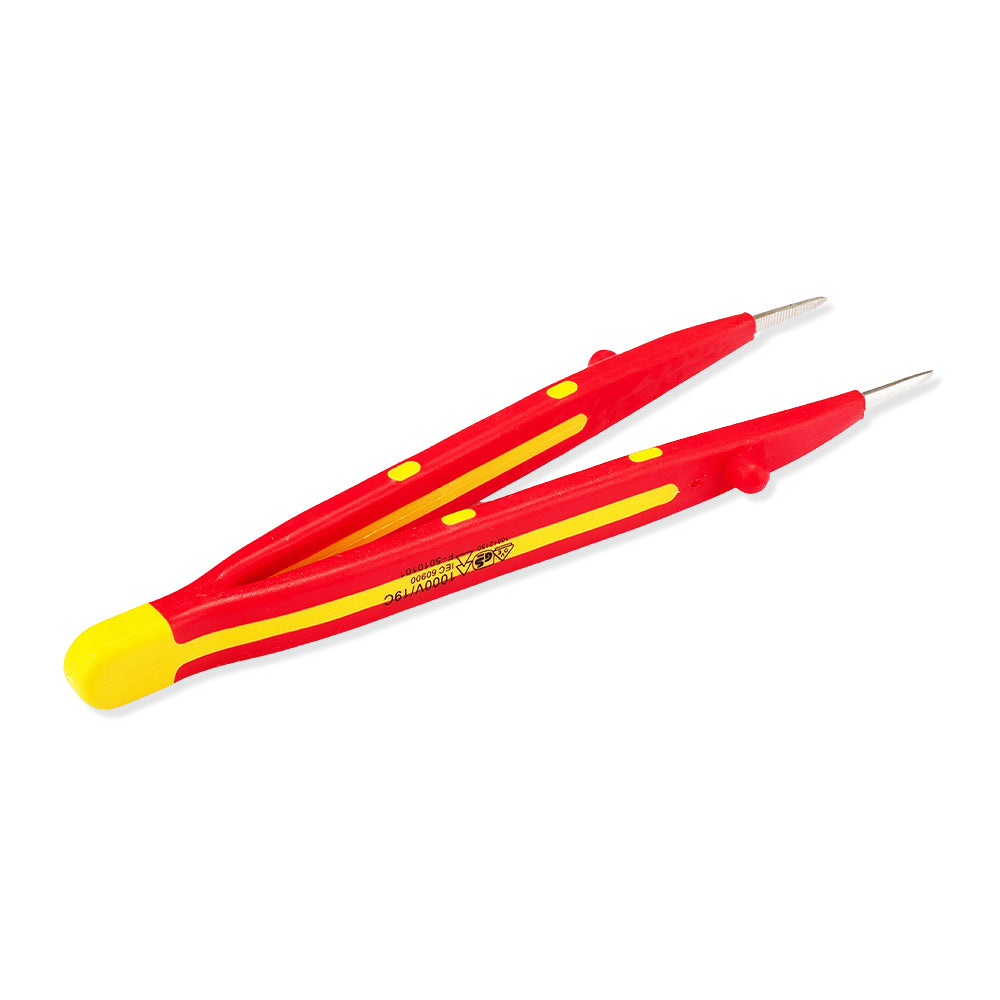 Nhíp gắp linh kiện điện tử mũi nhọn, đầu thẳng cách điện 1000V SATA 03182 chất liệu Inox