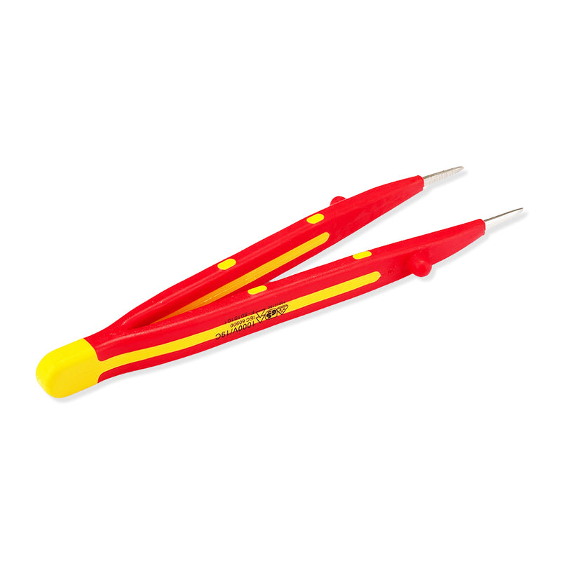 Nhíp gắp linh kiện điện tử mũi nhọn, đầu thẳng cách điện 1000V SATA 03182 chất liệu Inox