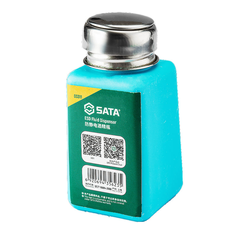 Lọ đựng dung dịch chống tĩnh điện SATA 03311 60ml, đầu bơm thép không gỉ, sử dụng cho cồn IPA, acetone, phòng sạch.