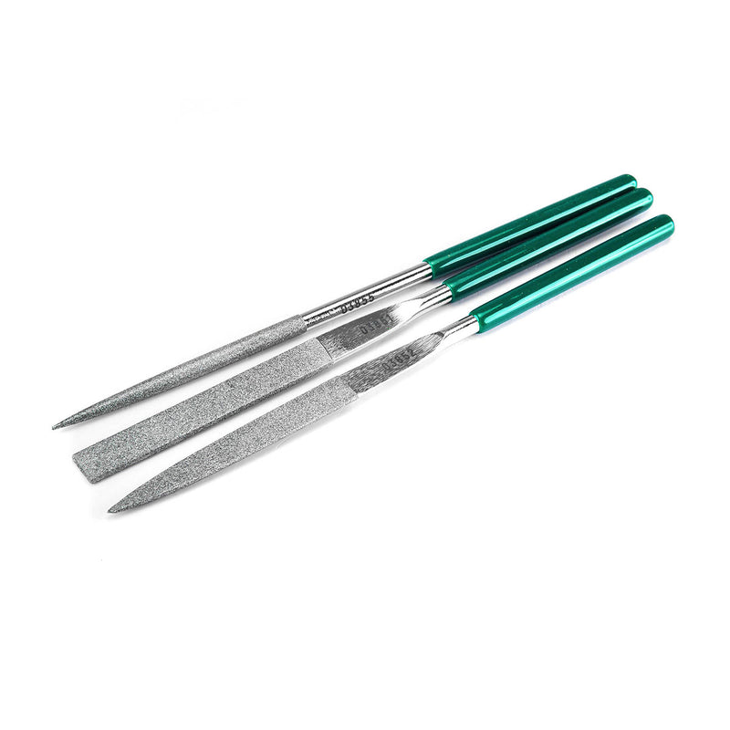 Bộ dũa kim cương SATA 03880 3 chi tiết 5x180mm: dũa dẹt, bán nguyệt, tròn cho gia công kim loại.