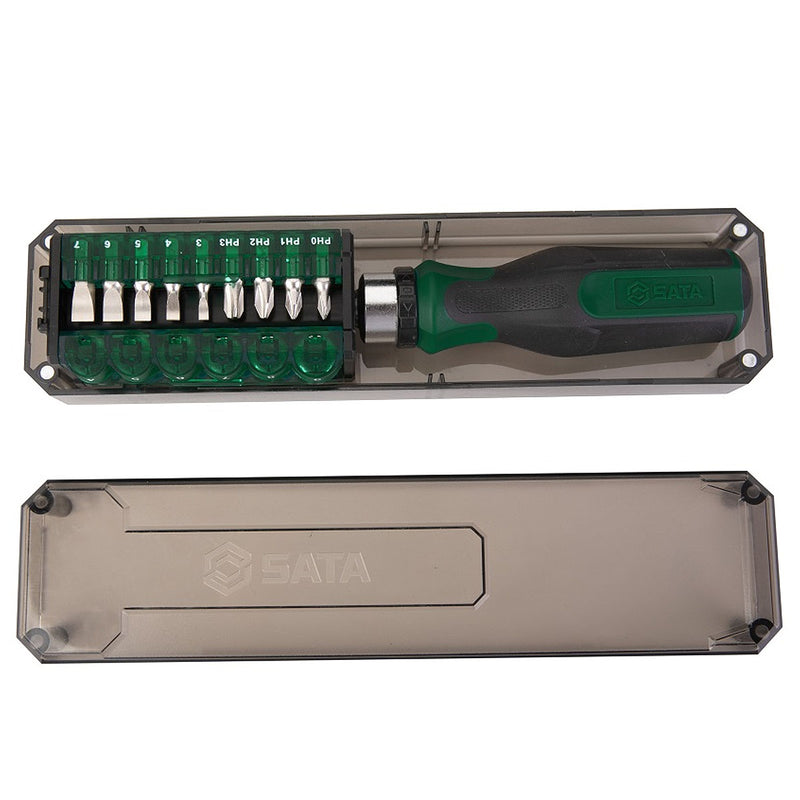 Bộ mũi vặn vít và đầu tuýp, kèm tay vặn 31 chi tiết SATA 05101
