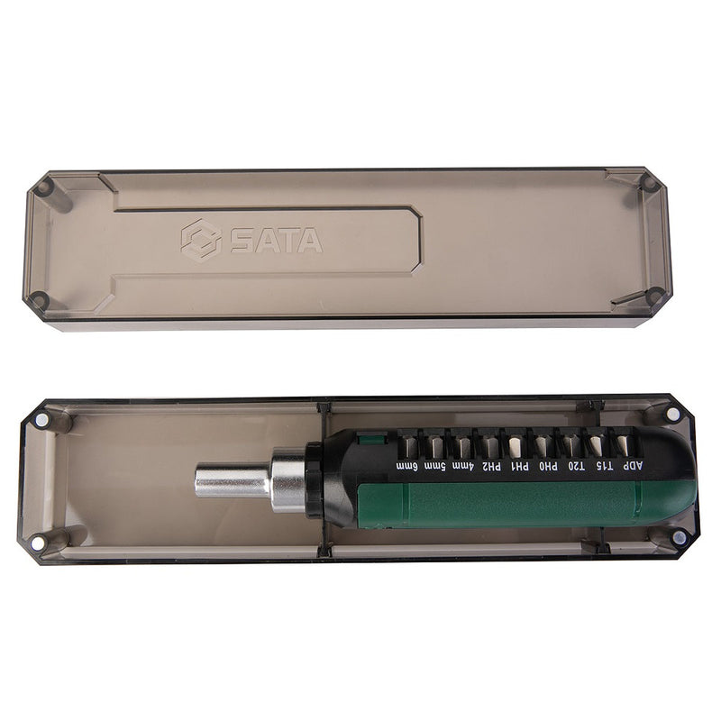 Bộ mũi vặn vít và đầu tuýp, kèm tay vặn 15 chi tiết SATA 05102