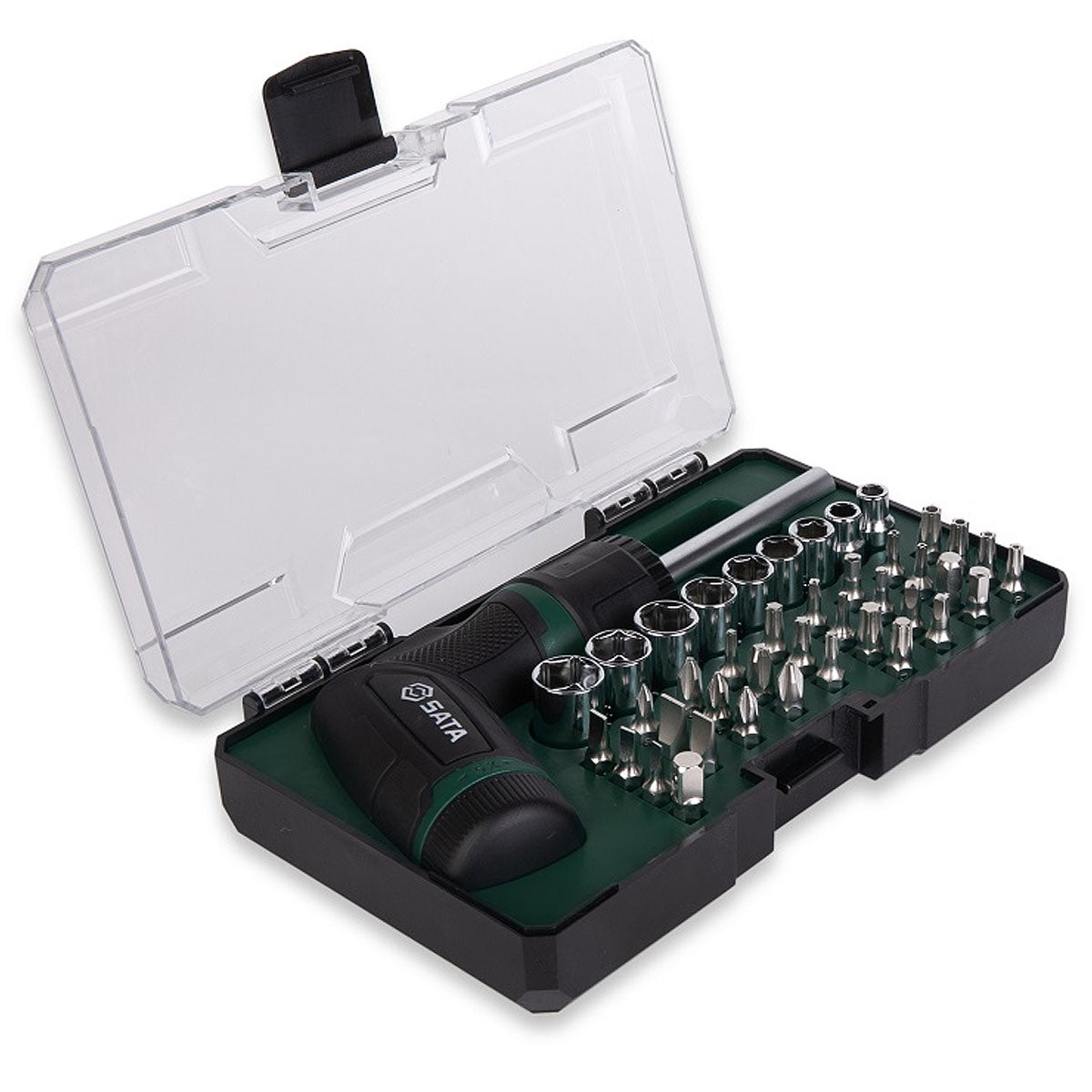Bộ mũi vặn vít, kèm tay vặn dạng gập 42 chi tiết SATA 05111