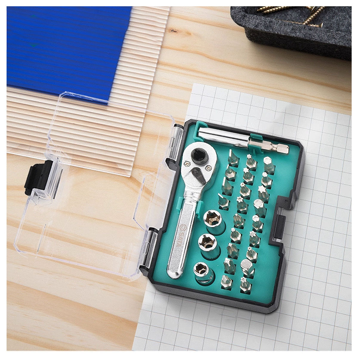 Bộ mũi vặn vít, kèm cần siết 27 chi tiết SATA 05497