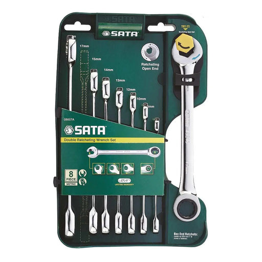 Bộ cờ lê vòng miệng tự động SATA 8 chi tiết 8-19mm, thép Cr-V, 72 răng, nhỏ gọn